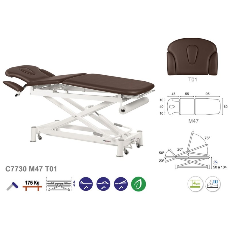 5-section Hydraulic Treatment Table with Arm Rest and T01 head section