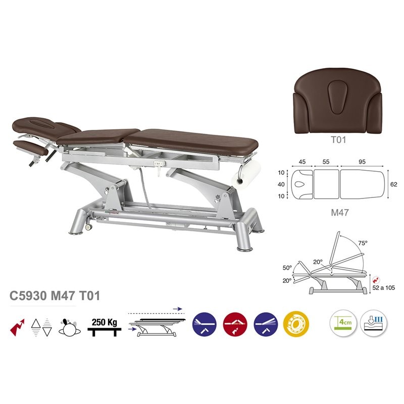 581-C5930 5-section Electric Treatment Table w/ Arm Supports Ecopostural with head section T01