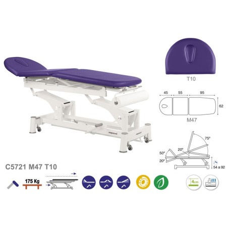 3-Section Treatment Table Hydraulic Ecopostural with head section T10