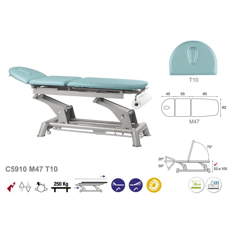 581-C5910 3-section Treatment Table Electric Ecopostural with head section T10