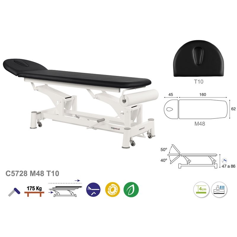 581-C5728 2-section Hydraulic Treatment Table Ecopostural with head section T10