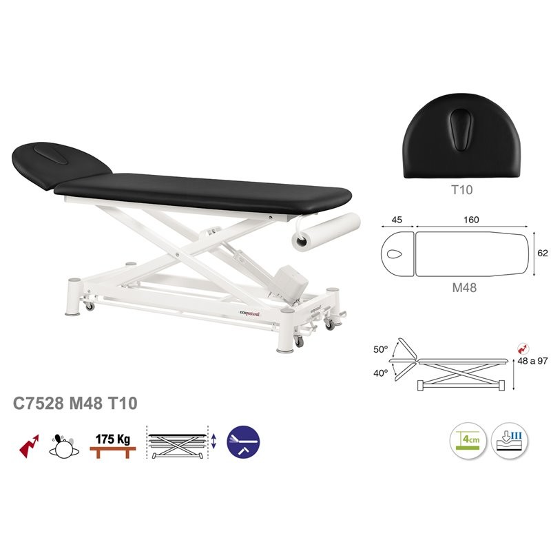 581-C7528 2-Section Electric Treatment Table Ecopostural with head section T10