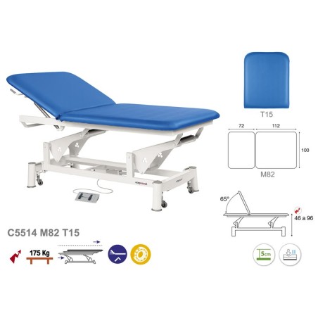 581-C5514 Ecopostural 2-section Bobath Treatment Table Electric with Hydraulic back section T15